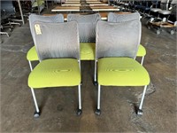 Meshback Green Seat Side Chairs on Casters