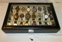 24 Men's Watches w/ Display Case