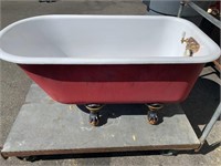 Claw & Ball Red and White Bathtub Cast Iron