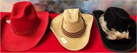 114 - LOT OF 3 COWBOY HATS