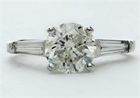 2.44 Cts Round Baguette Diamond Solitaire Ring