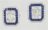 $ 12,680 3.45 Ct Diamond Sapphire Halo Earrings