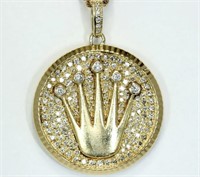 $ 7200 1.20 Ct Diamond Crown Medallion Pendant