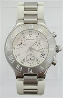 Cartier 21 Chronoscaph Stainless Steel Watch 38 MM
