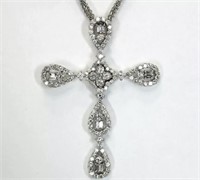 $ 7100 1.75 Ct Diamond Cross Pendant Necklace