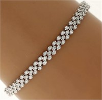 $ 14,200 4.77 Ct Three Row Diamond Bracelet 14 Kt
