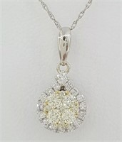 .48 Ct Diamond Cluster Halo Pendant 14 Kt