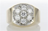 $ 8100 1.94 Ct Diamond Cluster Men Ring 14 Kt