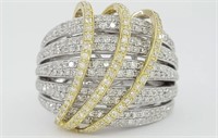 EFFY 1.40 Ct 2 Tone 5 Row Diamond Statement Ring