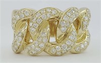 $ 6400 1.30 Ct Diamond Cuban Link Ring 14 Kt