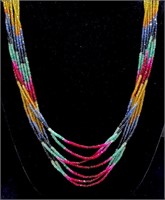 262.78 cts Multicolor Sapphire Beads Necklace