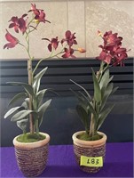 E - PAIR OF ARTIFICIAL FLOWERS IN POTS 26"T (L83)