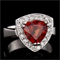 $9800  4.40 cts Malaya Garnet & Diamond 18k Ring