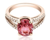 14k Gold 2.67 cts Pink Tourmaline & Diamond Ring