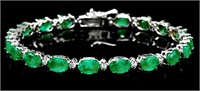 $19,770  14.25 cts Emerald & Diamond 14k Bracelet