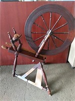 Vintage Wooden Spinning Wheel Measures 39" Height