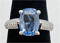 14k Gold 3.24 cts Blue Sapphire & Diamond Ring