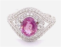 $18,000  3.14 cts Pink Sapphire & Diamond 14k Ring