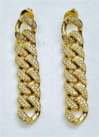14k Gold 2.50 cts Diamond Cuban Link Earrings