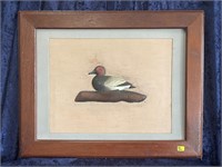 Red Head Male Duck Raised Painting Signed