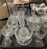 2 Trays Clear Pressed Glass, Lead Glass.