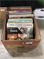 Box Of Various Genre Vinyl Records.