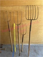 (4) Broken handle pitchforks