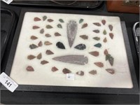 Collection Of Native American Stone Arrowheads.