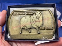 Vintage sheep brass belt buckle