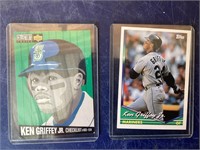 Two Ken Griffey Junior baseball cards
