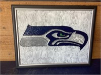 Hand painted  on glass Seattle Seahawks