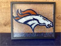 Hand painted on glass Denver Broncos