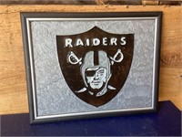Hand painted on glass LA Raiders