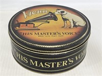 Vintage Bristol-Ware RCA Victor dog tin w/ lid