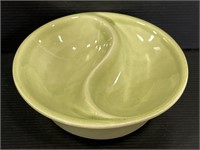 Vintage green glazed ceramic yin-yang divided bowl