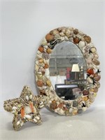 Handcrafted oval shell mirror & star shaped box