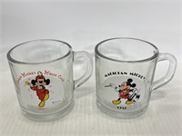 Vintage Disney Mickey Mouse glass coffee mugs