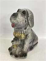 Painted dog & puppy concrete statue