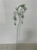 Metal bell chimes with bird & leaf detail on stake