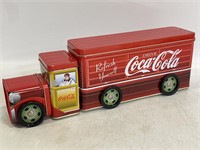 Metal Coco-Cola truck tin with toys