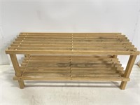 Two tiered wooden standing shelf