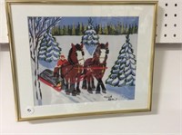 Framed Maud Lewis Print - Logging Horses