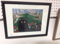 Framed Maud Lewis Print - Black Cats