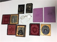 Collection Of Antique Tin Photos With Holders And