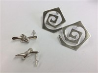 2 Pair Of Stud Earrings - 925 Silver