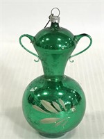 Antique fragile green glass ornament