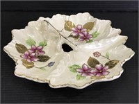 Vintage porcelain painted leaf dish