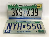 Michigan and Minnesota license plates