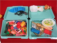 2 Small Containers of Vintage Toys and Parts