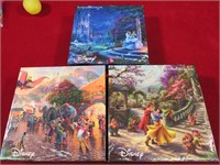 3 Disney/Thomas Kincaid Puzzles